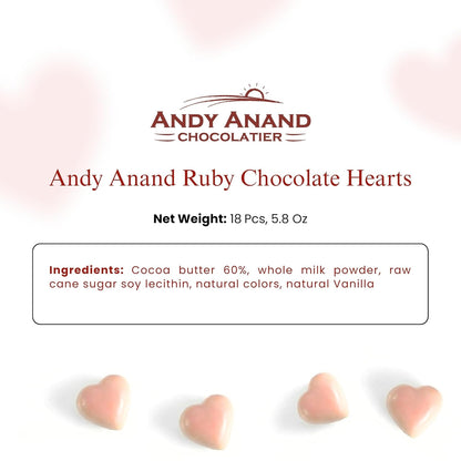 Andy Anand Ruby Chocolate Heart Truffles (18 pc, Nut-Free Gluten-Free) | Local SoCal Chocolatier