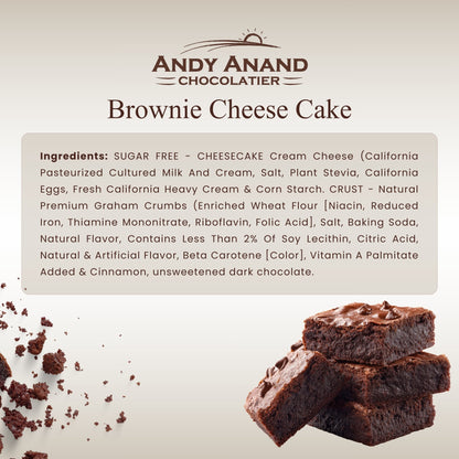 Andy Anand Fudge Brownie Cheesecake (9-inch, 2.8 lbs) | Halal & Sugar-Free Option | Local SoCal Bakery