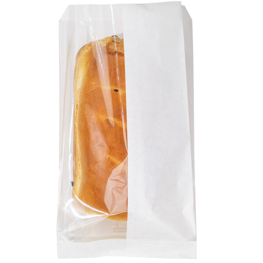 Bag Tek White Paper Large Bread Bag - Side Window - 6" x 2 3/4" x 11 1/2" - 100 count box