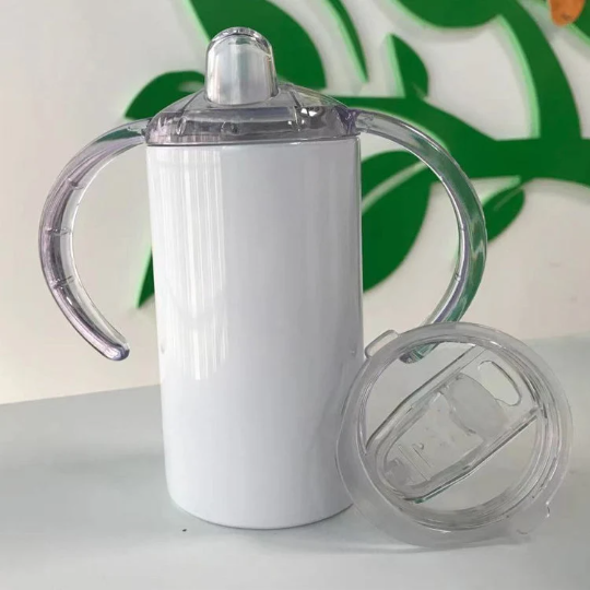 12oz Blank Sublimation kids Sippy Cup White Straight Stainless Kids Drinking Tumbler Water Bottles