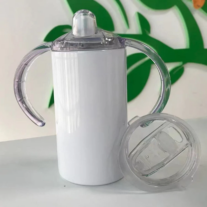 12oz Blank Sublimation kids Sippy Cup White Straight Stainless Kids Drinking Tumbler Water Bottles